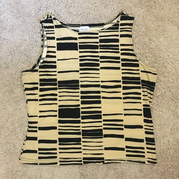 Vintage Y2K Canadian Creamed Honey and Black Stretchy Barcode Tank Top - Picture 10 of 14